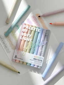 Encre à base d'eau à pointe oblique - 8 <span class=keywords><strong>couleurs</strong></span> - Forme mignonne - Fournitures scolaires - Commande en gros - Logo personnalisé ODM - Mini <span class=keywords><strong>surligneur</strong></span> - Product Image 2