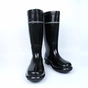 Botas de lluvia de caucho para hombre, caña alta, negras, gruesas, antideslizantes, impermeables, para uso industrial y minero. - Product Image 3