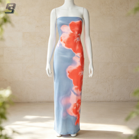 Robe longue sans bretelles sur mesure OEM, coupe ajustée, imprimée, sans manches, pour soirée d'été