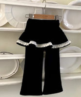 Pantalons en dentelle évasés doublés de polaire pour enfants, automne et hiver : pantalons chauds et élégants pour filles
