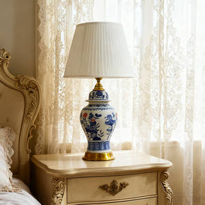 <strong>Copper</strong> Table <strong>Lamp</strong> Bedside Jingdezhen Ceramic Chinese Style Decorated LED Table <strong>Lamps</strong> for Living Room Bedroom - Product Image 4