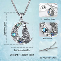 Merryshine 925 Sterling Silver Men Moonstone Celtic Viking Moon Wolf Collier Charm Jade Wolf Head Amulette Pendentif