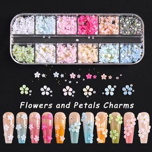 12 Rejillas <span class=keywords><strong>de</strong></span> Adornos Florales 3D <span class=keywords><strong>de</strong></span> Resina para Uñas, Decoraciones Acrílicas Planas con <span class=keywords><strong>Perlas</strong></span> Mixtas y Diamantes <span class=keywords><strong>de</strong></span> Imitación para Manicura DIY - Product Image 3