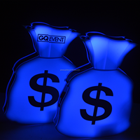 Enseigne néon LED personnalisée en acrylique, alimentée par batterie au lithium, en forme de sacs de dollars, portable, pour décoration de fêtes et de boîtes de nuit, Marque Gemei, MOQ