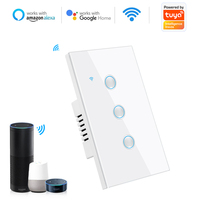 Interruptor de Luz Inteligente Tuya Estándar Americano, 1 Canal, Panel Táctil de Vidrio, WIFI+BLE, Control por Voz con Alexa para el Hogar
