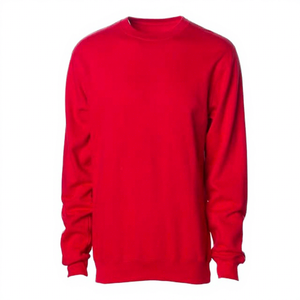 <b>Men's</b> <b>Red</b> Crew Neck Knitted Pullover <b>Sweatshirt</b> Regular Fit Casual Style Solid Color Long Sleeve Sweater - Product Image 1