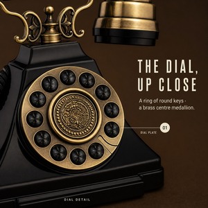 Antique Rotary Dial Telephone Black Gold Vintage Retro Landline Corded Desk <b>Phone</b> - Product Image 6