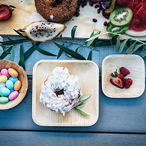 Dégradable Diy Couverts Feuille De Palmier Bambou Couverts Couteau Fourchette Cuillère Assiette À Gâteau - Product Image 6