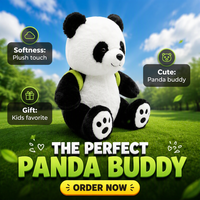 Peluche Panda Douce en Position Assise, en Coton PP à Poils Courts, Personnalisable avec Broderie, Cadeau d'Anniversaire pour Enfants