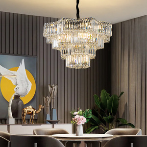 Lámpara de Araña de Cristal con Acabado Dorado, Base para Bombilla E26, LED Blanco Cálido de 3500K, Altura Ajustable, Compatible con Regulador de Intensidad, Lámpara Colgante Grande para Sala de Estar - Product Image 5