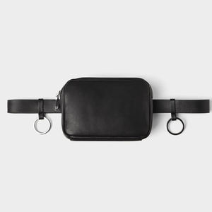 Riñonera de cuero liso negra cuadrada a la moda personalizada para hombre, riñonera, riñonera para hombre - Product Image 3