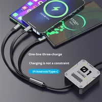 Câble de charge rétractable 3-en-1 USB3.0 Type-C TPE 1,2 m 100W en cuivre pur pour iPhone et ordinateur