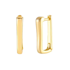Hot Selling Simple Style 18K Gold Plated Square Ear Hoop With High Gloss Polished Great Glory Earrings Jewelry For Women