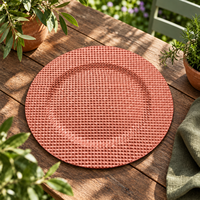 Roségold 13-Zoll Kunststoff-Platzteller, Modern Pulverbeschichtet mit Geometrischer Diamant-Textur, Untersetzer für Partys und Festessen