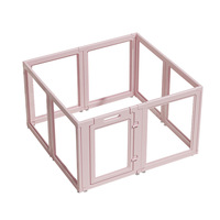 Parc de jeu moderne blanc pour animaux de compagnie avec panneaux en acrylique transparents, clôture pliable pour chiens et chats avec porte d'accès pour petits animaux d'intérieur