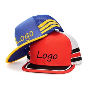 Casquettes de sport en coton à logo personnalisé, profil haut, 5 panneaux, style camionneur, snapback, rayures, baseball, mousse, filet - Product Image 1