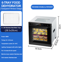 Déshydrateur alimentaire électrique 6/8 couches en acier inoxydable, séchoir à fruits avec fenêtre de visualisation, commande tactile, pour usage domestique