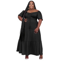 Nouvelle Robe Décontractée Ample Grande Taille Été 2026 pour Femme, Couleur Unie, Col U, Manches Courtes, Coupe Trapèze, Respirante et de Haute Qualité