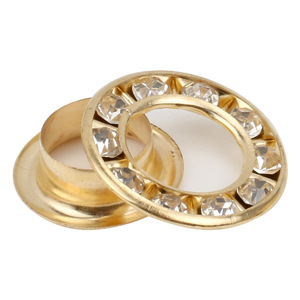 Ojetes de Metal con Logotipo Personalizado de Moda, Ojetes de Cristal Plateado y Blanco con Pedrería, Ojetes Roscados de Cobre <span class=keywords><strong>para</strong></span> Jeans - Product Image 2