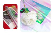 Papier d'emballage holographique irisé arc-en-ciel, imperméable, transparent, coloré, pour bouquets, emballage pour fleuristes, vente en gros