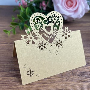 Laser-cut 3D Heart-shaped Paper <b>Table</b> Name <b>Cards</b> for Wedding Birthday Banquet Parties Eco-friendly Decoration Direct Sales - Product Image 3