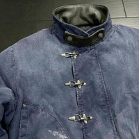 Veste de travail pour homme, style bomber, en toile vieillie, résistante à l'eau, avec boucle métallique lavée et fermeture à boutons, de style vintage, du fabricant Workwear Jacket Manufacturer.