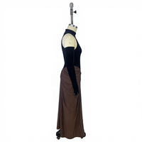 Robe de soirée élégante noire d'été pour femmes Maxi Bodycon Velours Maille Volants Taille unique avec taille naturelle et décoration plissée