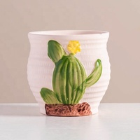 Pot de fleurs en céramique écologique personnalisé pour succulentes, pot en terre cuite gaufré motif trèfle, pot à plantes en porcelaine pour cactus, pour table, jardin, maison