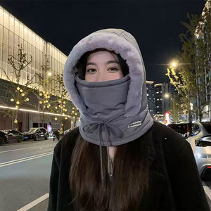 Gorro Lei Feng con relleno de plumón, a prueba de viento, grueso, cálido, unisex, para ciclismo al aire libre, con protección facial, de color sólido, plegable - Product Image 4