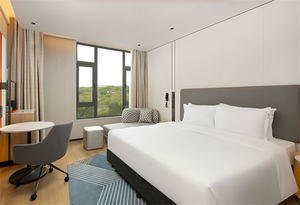 Conjuntos de muebles de dormitorio de hotel de precio barato directo de fábrica con mesitas de noche cabeceros tapizados Marco de cama de madera y colchón - Product Image 5