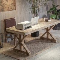 Bureau en bois massif vintage simple, table à manger vieillie, bureau d'ordinateur, bureau commercial, bureau de studio