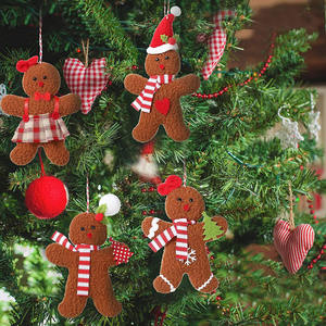 8649 Ornements personnalisés en peluche de style classique en forme d'homme en pain d'épices pour la décoration suspendue de l'<span class=keywords><strong>arbre</strong></span> de Noël et du foyer, ornements en peluche en forme de pain d'épices - Product Image 4