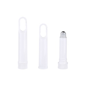 ขวดโรลออน OEM ขนาด 7 มล. สีขาว พร้อมห่วงสำหรับน้ำมันระงับความร้อน ใช้สำหรับสูดดมทางจมูก หัวโรลเลอร์พลาสติก ลูกกลิ้งเหล็ก - Product Image 4