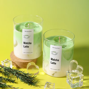 Vela de soja LANJO RTS hecha a mano con tapa de corcho ecológica de larga duración, con etiqueta personalizada, aroma a matcha, decoración de lujo para el hogar. - Product Image 2