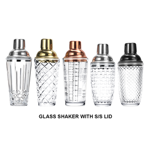 Glazen <span class=keywords><strong>shaker</strong></span> met maatverdeling voor cocktailbar & sapblender, zilverkleurig, merk LATROU, inclusief doos. - Product Image 2