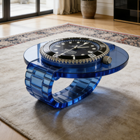 Moderner Luxus-Uhrenförmiger Fiberglas-Couchtisch Runde Glasplatte Wohnzimmermöbel Einzigartiger Designer Kreativer Kunsttisch