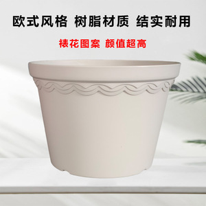 Pot de fleurs en résine de style européen minimaliste, grande taille avec trou de drainage pour la plantation intérieure et extérieure à la maison - Product Image 5