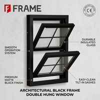 Ventana de Aluminio de Estilo Colonial Clásico, Negra, de Una o Dos Hojas, con Barras Decorativas, para Construcción de Casas de Lujo, B2B