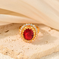 Bague de Cocktail de Luxe pour Femme, Plaqué Or 18K, Style Vintage, Pierre Précieuse Ovale CZ, Style Turc Dubaï Arabe, Bague Tendance, Vente en Gros