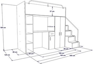 <span class=keywords><strong>Lit</strong></span> <span class=keywords><strong>superposé</strong></span> pour chambre d'enfant avec bureau et armoires pour adolescents et enfants - Product Image 6