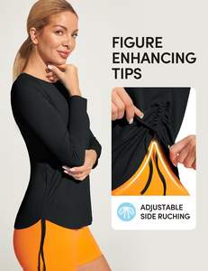 Toptan mayo Beachwear 2024 sörf kadın UPF 50 + ayarlanabilir yan dantela aktif özel baskılı kaşıntı önleyici & egzersiz üst - Product Image 4