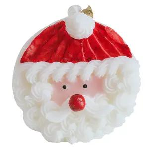 Santa Claus Decorated Cake Shape Candle Aromatherapy Souvenir Christmas Handmade Gift Birthday Scented Candle