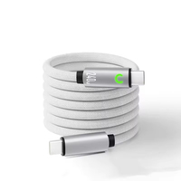 Câble de charge rapide magnétique auto-enroulable 240W PD USB-C vers USB-C en nylon tressé pour téléphone portable/tablette, 1m, 1,5m, 2m