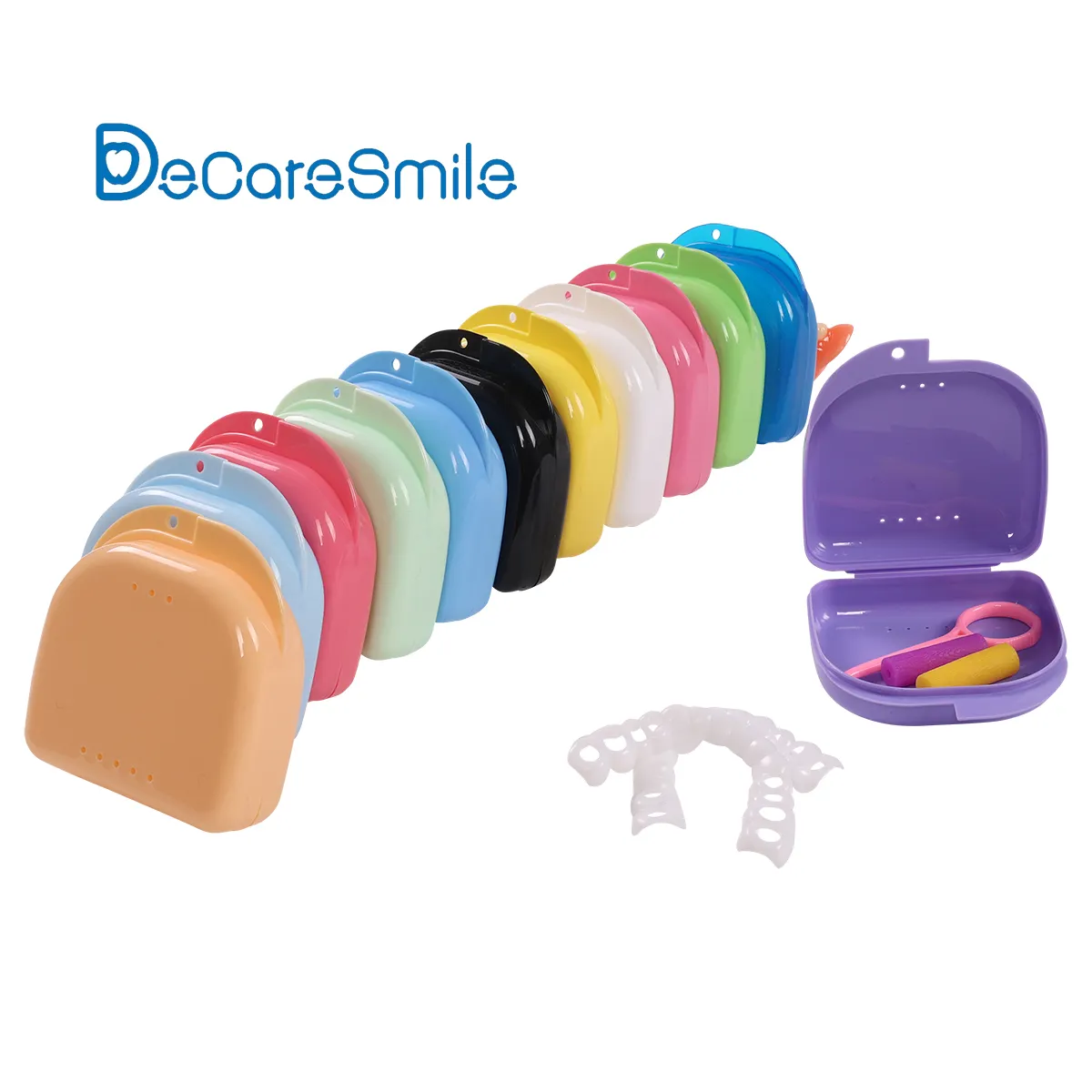 Disposable plastic denture storage box denture teeth box aligner case box with slot