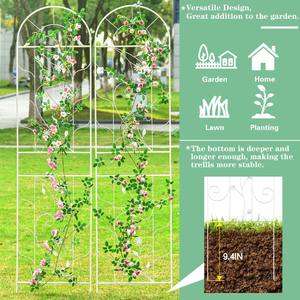 Lot de 2 treillis de jardin en métal blanc crème 71\" x 19.7\" antirouille pour plantes grimpantes, support pour fleurs d'extérieur, clôture et portail - Product Image 4