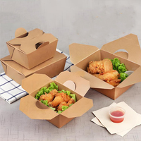 Boîtes à emporter biodégradables en gros pour poulet et sushi, personnalisables avec logo, en papier kraft offset pour la livraison de repas en restaurant