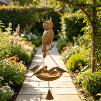 Mangeoire à oiseaux suspendue en métal rustique vintage populaire avec plateau, décoration de jardin extérieur