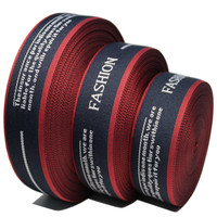 Contoh gratis Oeko Tex 3cm poliester tenun logo khusus Jacquard anyaman untuk pria setelan garmen