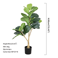 Grande plante artificielle nordique en pot, figuier à feuilles de violon, décoration intérieure pour salon, fausse verdure bonsai pour aménagement paysager