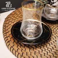 Ensemble de tasses à thé et soucoupes en verre de style arabe du Moyen-Orient, ensemble de tasses à thé noir turques pour le mois de Ramadan, service de thé et de café